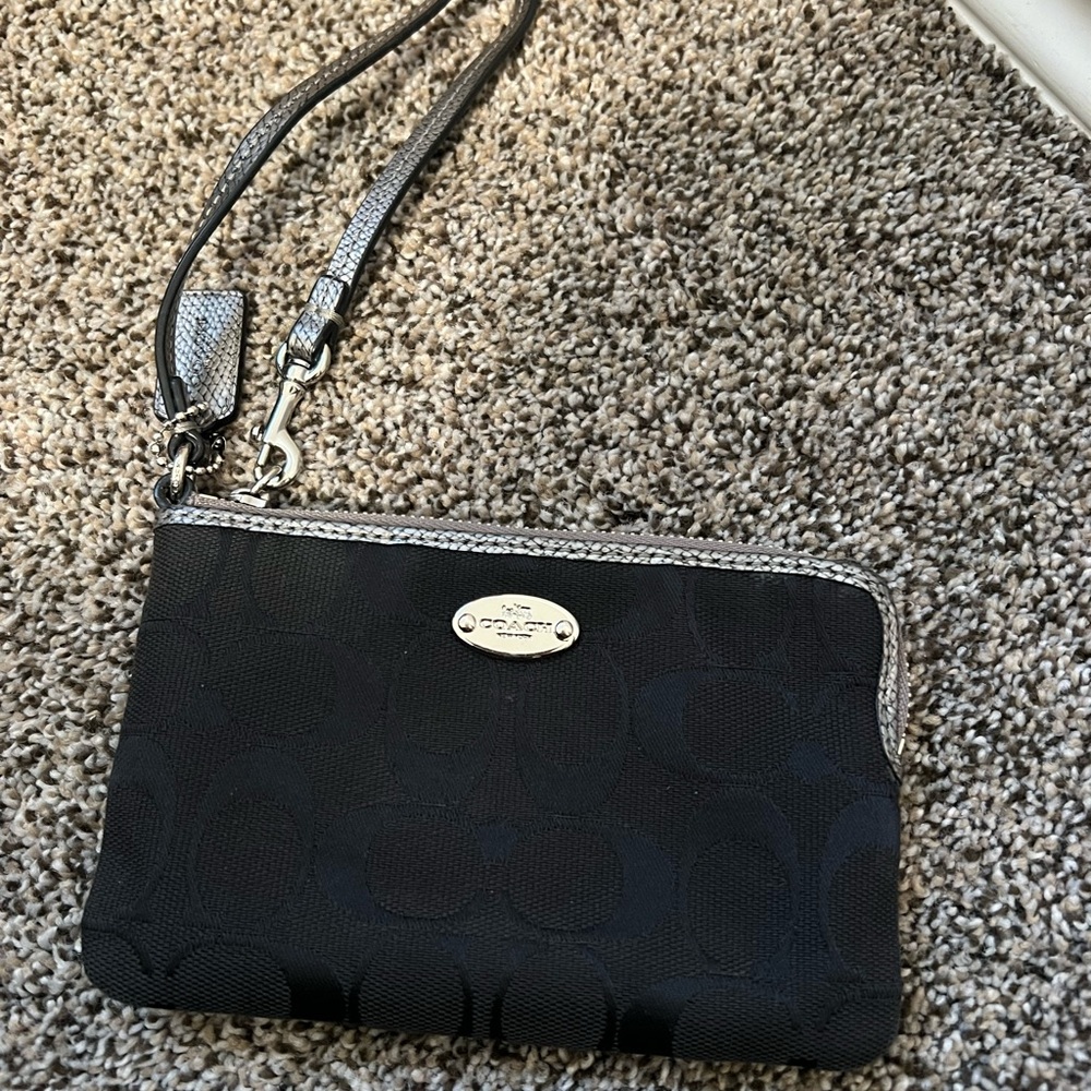 Coach Black and Gray Signature Wristlet